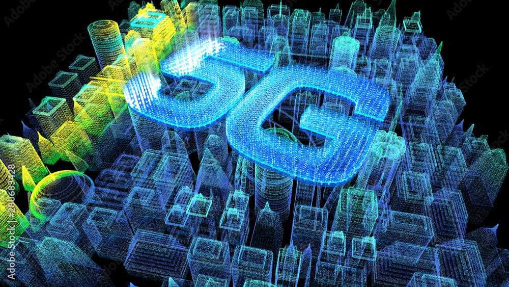Aufkleber futuristic holographic 5g digital wireless high speed fifth innovative generation for cellular netwo