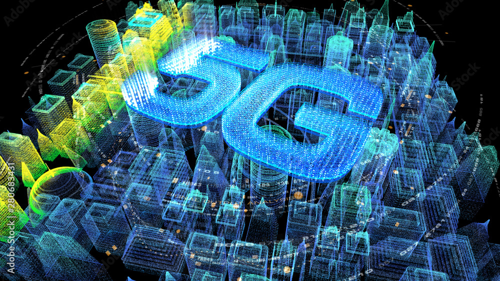 Aufkleber futuristic holographic 5g digital wireless high speed fifth innovative generation for cellular netwo