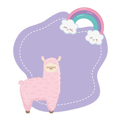 Kawaii of llama cartoon design