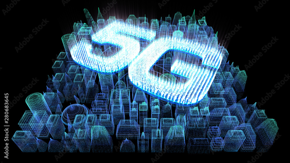 Aufkleber futuristic holographic 5g digital wireless high speed fifth innovative generation for cellular netwo
