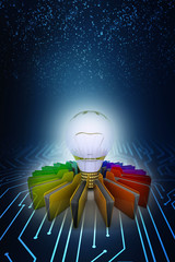 3d rendering led light bulb with folder