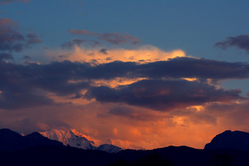 Caucasus. Genaldon gorge. Sunset.