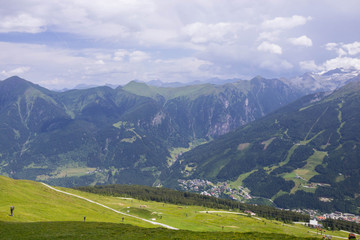 view of Alps from top of cable car at Bad Gastein, Austria