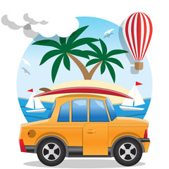 Travel by car. On a white background. Vector illustration.