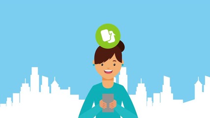 social media technology with man using smartphone - Powered by Adobe