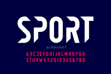 Sport style modern font, alphabet letters and numbers