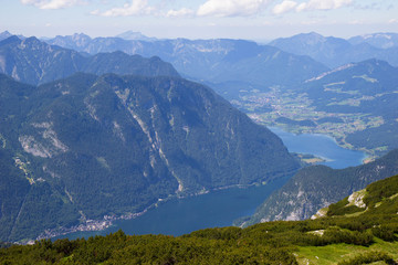 aerial view of Lake Hallstatt from 5 Fingers view point