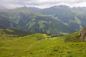 Fototapeta premium view of Alps from top of cable car at Bad Gastein, Austria