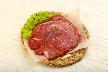 Raw beef schnitzel