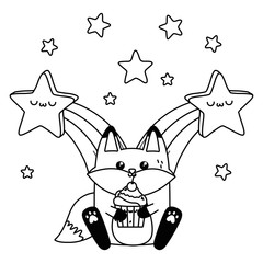 Kawaii of fox cartoon design