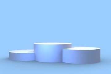 Empty winners podium with first, second and third place for award ceremony 3D Illustration