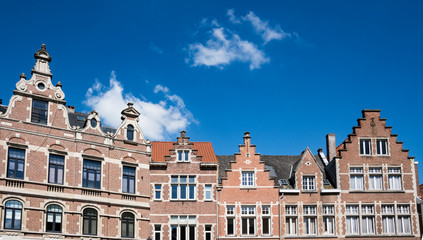 facades of houses on square, Vismarkt in Lier, Belgium