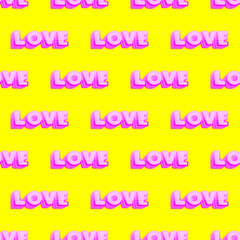 Seamless pattern. Text Love.Use for t-shirt, greeting cards, wrapping paper, posters, fabric print.