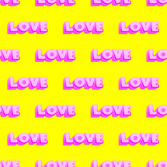 Seamless pattern. Text Love.Use for t-shirt, greeting cards, wrapping paper, posters, fabric print.