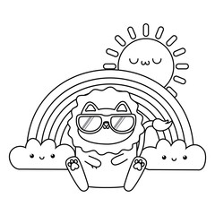 Kawaii of lion cartoon design