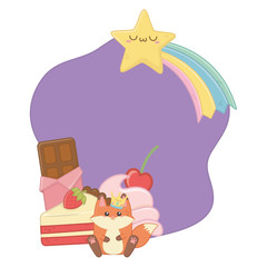 Kawaii of fox cartoon and desserts design