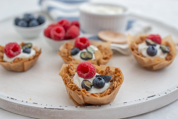 healthy home made granola cups with greek yogurt