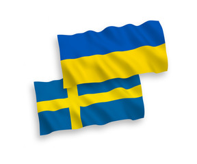 Flags of Sweden and Ukraine on a white background