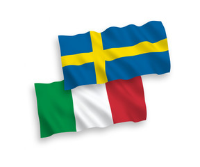 Flags of Italy and Sweden on a white background
