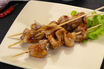 Chicken skin skewer