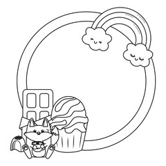 Kawaii of fox cartoon and desserts design