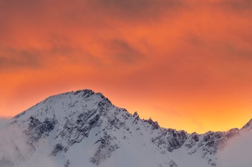 Fototapeta na wymiar A beatiful sunset during winter