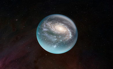 A galaxy in the crystal sphere "Elements of this image furnished by NASA"