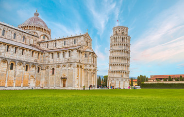 Pisa, Piazza dei miracoli, with the Basilica and the leaning tower - Italy