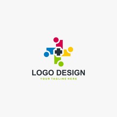 Medical group fullcolor logo design - Vector