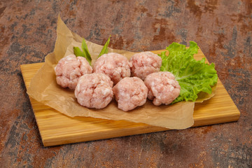 Homemade raw pork minced meatball for cooking