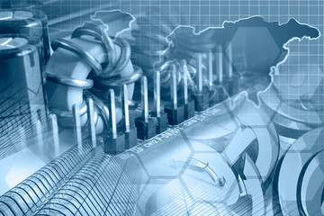 Mail signs, buildings and map