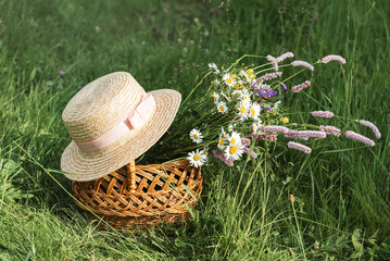 Basket with wildflowers