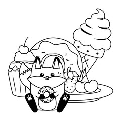 Kawaii of fox cartoon design