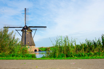 Unesco Mill of Kinderdijk, along river Alblas, The Netherlands