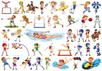 Fototapeta premium Sport activities by boys, girls, kids, athletes isolated