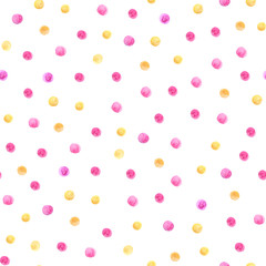 Watercolor abstract polka dot seamless pattern