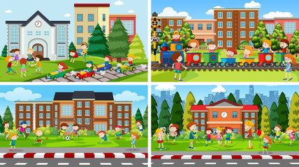 Set of scenes in nature setting