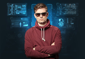 Biometric verification - young man face recognition