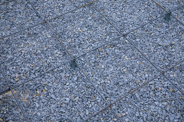 Plastic reinforcement fixers.  Iron wire mesh for concreting floors of buildings. Stacked Rebar...