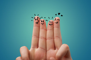 Waggish happy fingers with team building concept
