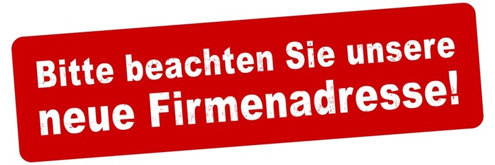 nlsb853 NewLongStampBanner nlsb - german text - Bitte beachten Sie unsere neue Firmenadresse: Stempel / einfach / rot / Vorlage - Seitenverhältnis 3:1 - 3zu1 - new-version - xxl g8188