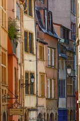 LYON / FRANCE - JULY 2015: Narrow street in the historic centre of Lyon, France