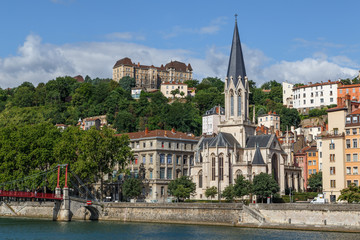 Fototapeta na wymiar View to old town of Lyon, France