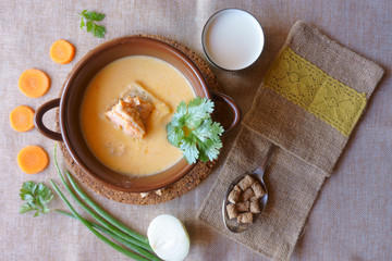 cream salmon soup with cream