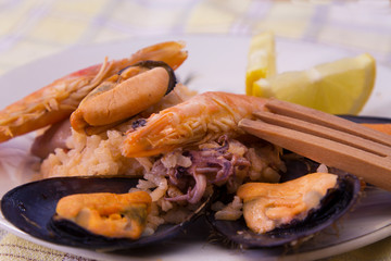 Tasty seafood dish – Paella a la marinera