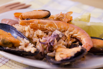 Tasty seafood dish – Paella a la marinera