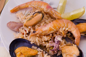 Tasty seafood dish – Paella a la marinera