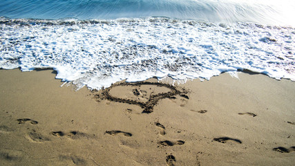 A big heart on the sand