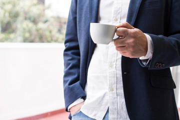 businessman relaxing with coffee cup