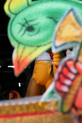 Idol of Hindu Goddess Lakshmi during preparations in Kolkata. Clay idol of Goddess Lakshmi, under...